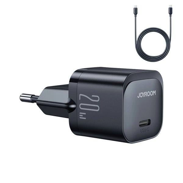 USB-C PD 20W tīkla lādētājs + USB-C JR-TCF02 kabelis melns USB-C PD 20W tīkla lādētājs + USB-C JR-TCF02 kabelis melns