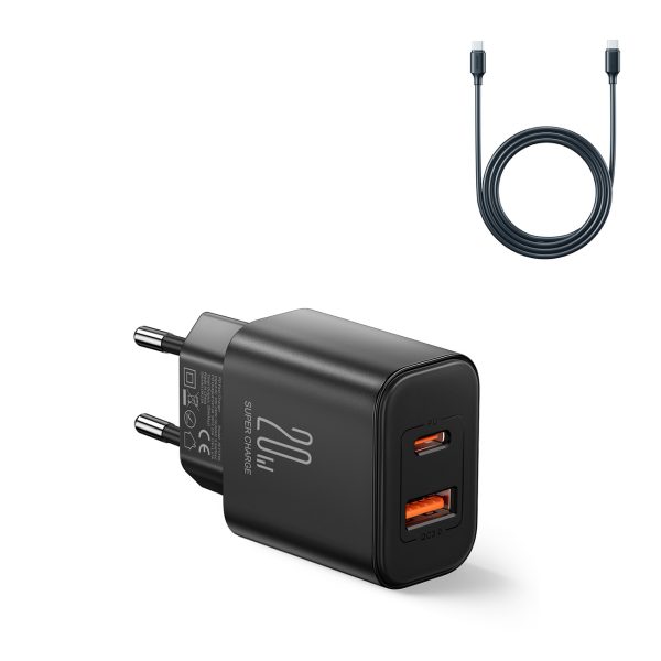 USB-A USB-C PD 20W tīkla lādētājs + USB-C JR-TCF05 USB-C kabelis