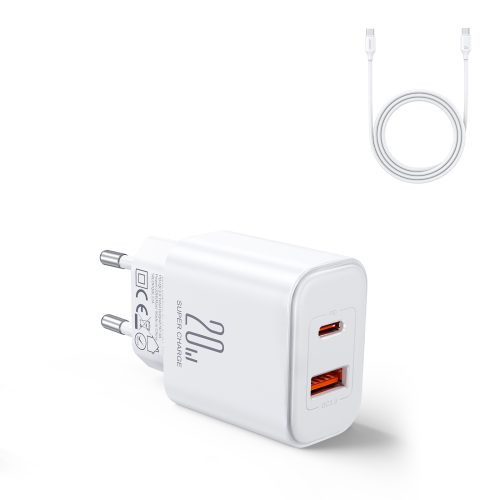 USB-A USB-C PD 20W tīkla lādētājs + USB-C JR-TCF05 USB-C kabelis
