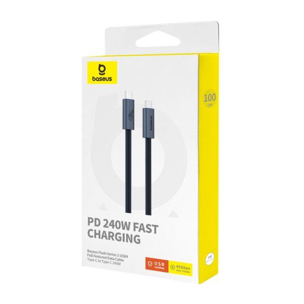USB-C kabeļa kabelis-USB-C 240W PD 8K 60Hz 40 GB/s 1m melns