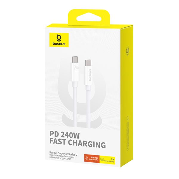 USB-C kabeļa kabelis-USB-C 240W PD 8K 60Hz 40 GB/s 1m balts