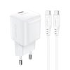 Mini PD 20W Gaan Minia lādētājs + USB-C baltais kabelis