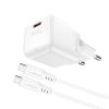 Mini PD 20W Gaan Minia lādētājs + USB-C baltais kabelis