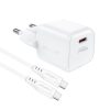 Mini PD 20W Gaan Minia lādētājs + USB-C baltais kabelis