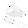 Mini tīkla lādētājs PD 30W GAN + USB-C baltais kabelis