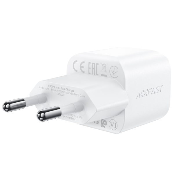 Mini tīkla lādētājs PD 30W GAN + USB-C baltais kabelis