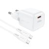 Mini tīkla lādētājs PD 30W GAN + USB-C baltais kabelis