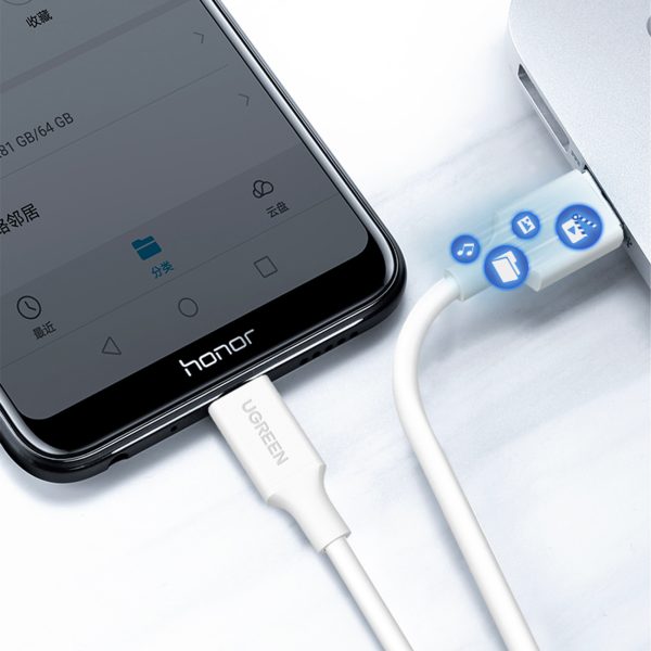 Kabelis PVC USB0 -A - Microusb 480 Mb/s 1,5m balts
