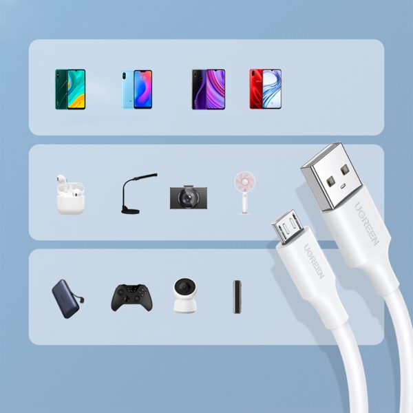 Kabelis PVC USB0 -A - Microusb 480 Mb/s 1,5m balts