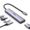 Daudzfunkcionāls centrs USB-A HDMI USB-C pelēks adapteris