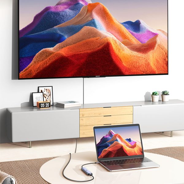 Daudzfunkcionāls centrs USB-A HDMI USB-C pelēks adapteris