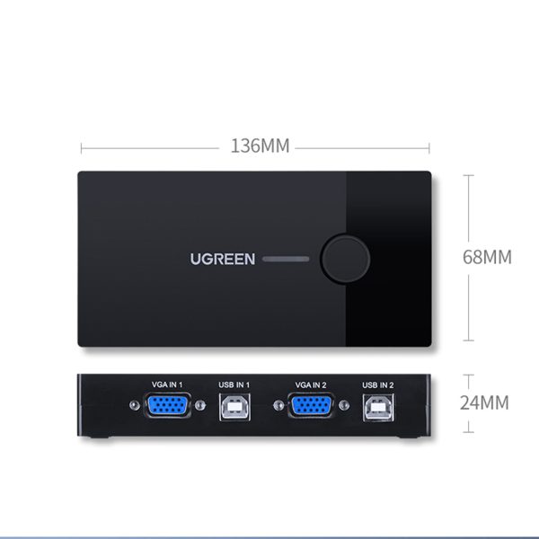 Slēdzis slēdzis KVM 30357 Divi datori Viena tastatūras pele un melnais monitors