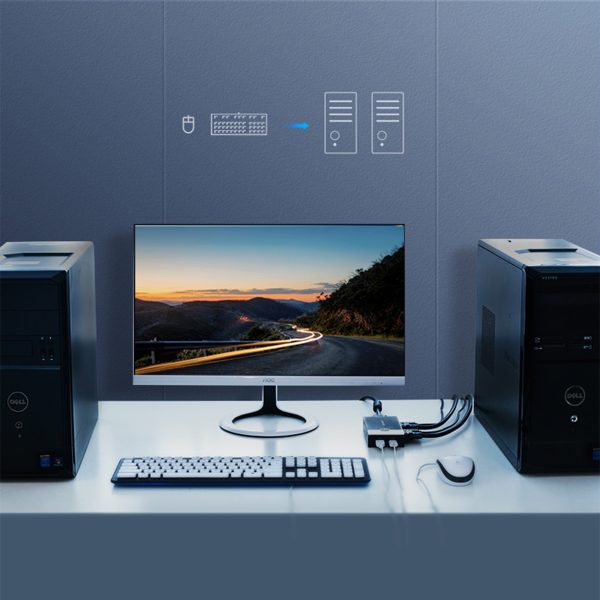 Slēdzis slēdzis KVM 30357 Divi datori Viena tastatūras pele un melnais monitors