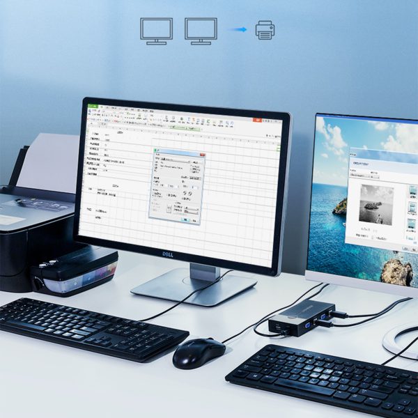 Slēdzis slēdzis KVM 30357 Divi datori Viena tastatūras pele un melnais monitors