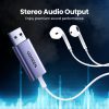Adaptera audio adapteris USB-A austiņām Minijack 3,5 mm pelēkā krāsā