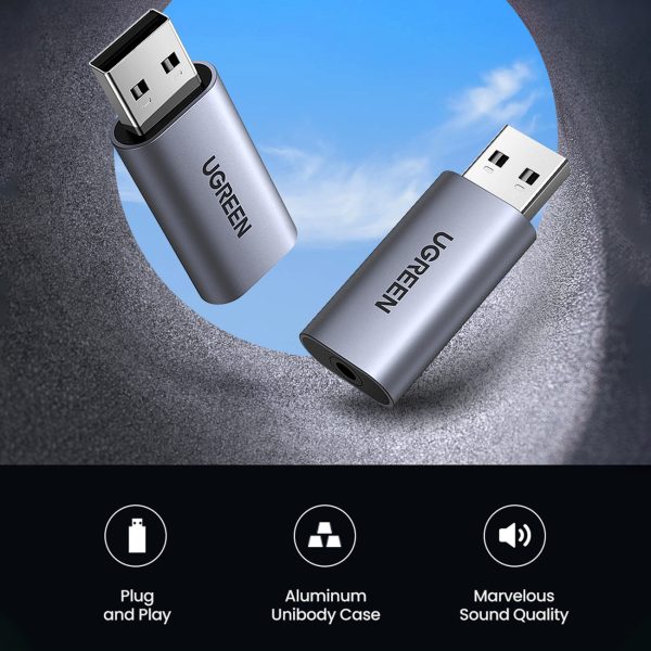 Adaptera audio adapteris USB-A austiņām Minijack 3,5 mm pelēkā krāsā