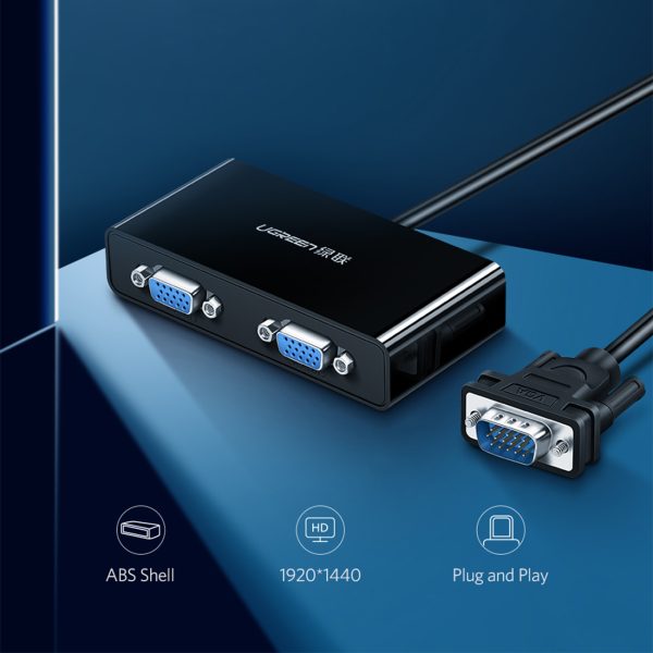 Ekrāna izplatītājs Monitor VGA VGA adapteris - 2x VGA Black