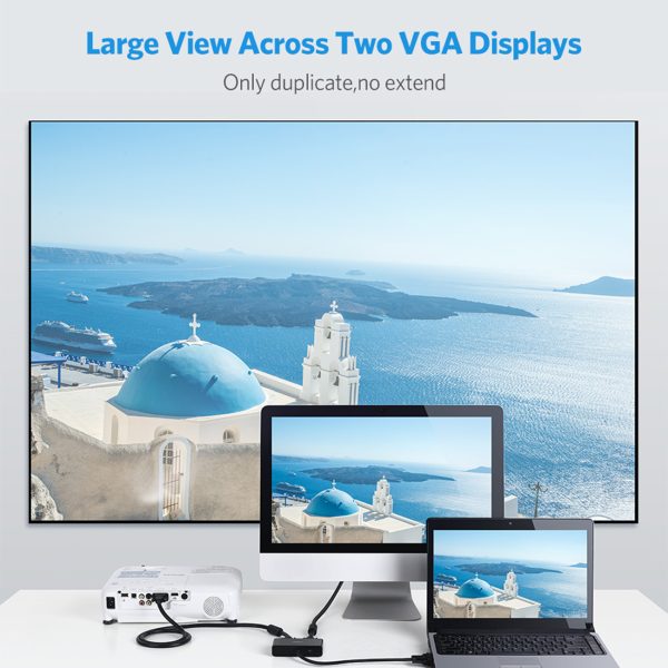 Ekrāna izplatītājs Monitor VGA VGA adapteris - 2x VGA Black