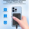 PowerBank 1000mah bezvadu magsafe USB-A USB-C funkcija Melnais stends