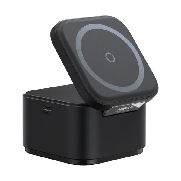 2in1 20w magsafe qi bezvadu lādētājs ar izstrādātu USB-C kabeli melnu