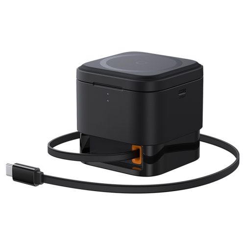 2in1 20w magsafe qi bezvadu lādētājs ar izstrādātu USB-C kabeli melnu