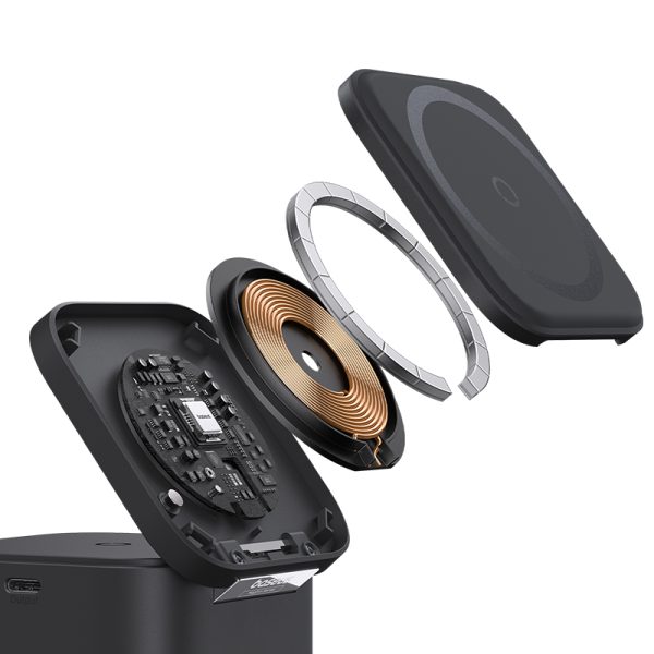 2in1 20w magsafe qi bezvadu lādētājs ar izstrādātu USB-C kabeli melnu