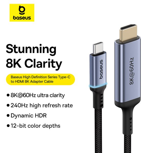 USB -C kabeļa kabelis - HDMI 8K 60Hz elastīgs elastīgs 1,5 m melns