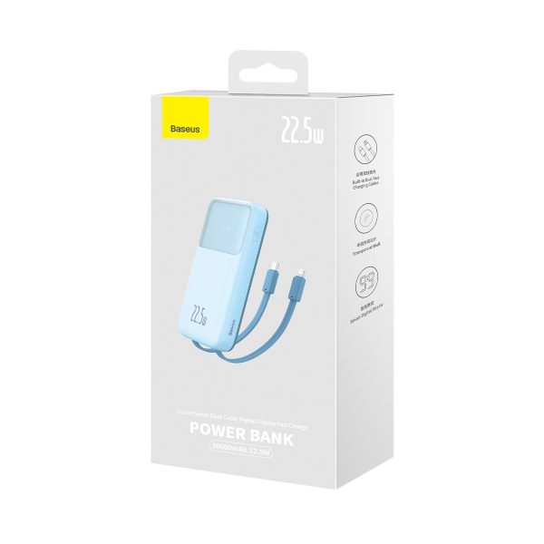 PowerBank ar 1000MAH 22.5W komētas sērijas displejs + USB-A Cable-USB-C 0,3M Blue