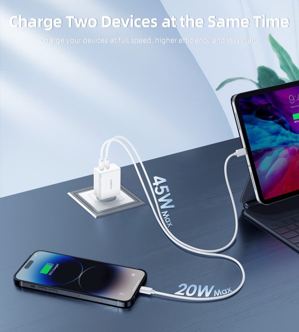 GAN 2X USB-C PD 65W PD lādētājs
