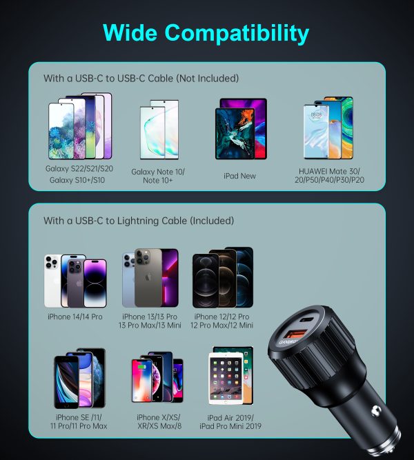 USB-C USB-C CE automašīnas lādētājs PD 63W Black