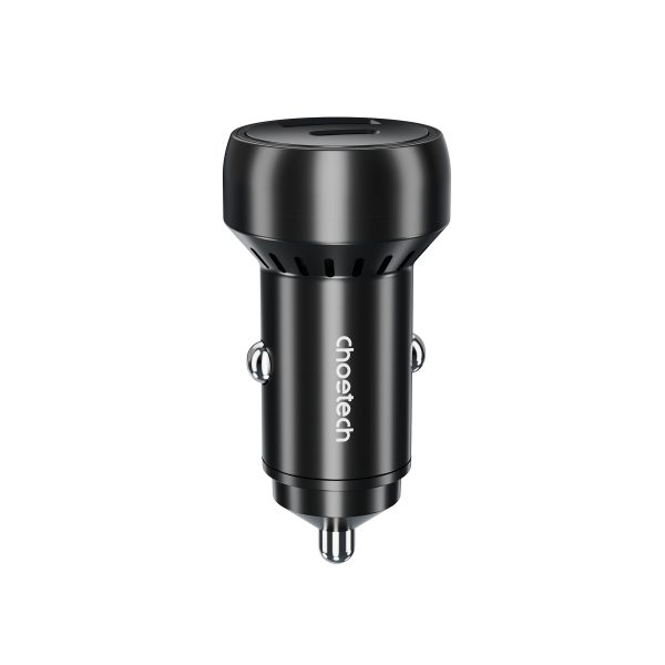 USB-C USB-A PD 60W automašīnas lādētājs ar LED fona apgaismojumu melnu