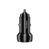 USB-C USB-A PD 60W automašīnas lādētājs ar LED fona apgaismojumu melnu