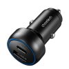 USB-C USB-A PD 60W automašīnas lādētājs ar LED fona apgaismojumu melnu