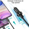 USB-C USB-A PD 60W automašīnas lādētājs ar LED fona apgaismojumu melnu