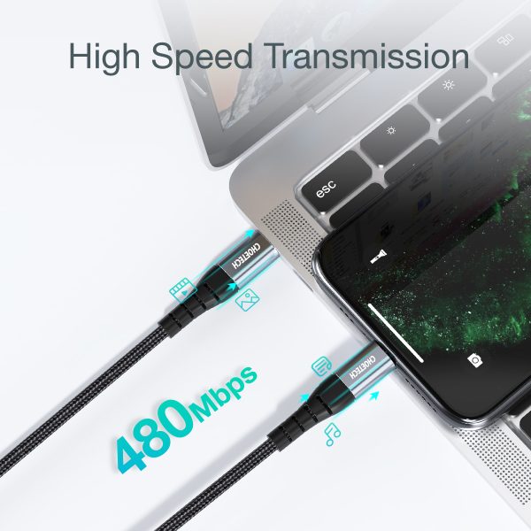 Kabelis Kabelis iPhone USB -C - zibens MFI 480MB/s 3A 3M melns