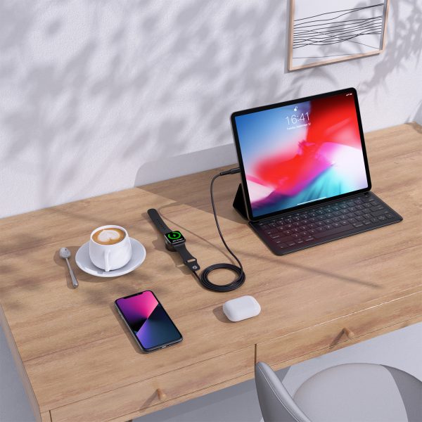 5W indukcijas lādētājs Apple Watch + USB-C melnais kabelis