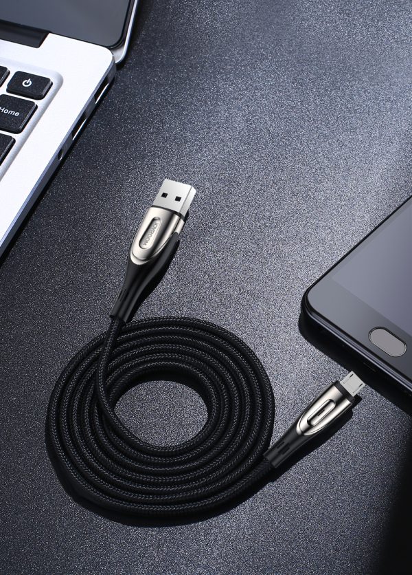 Kabelis USB -A kabelis - MicroUSB 3A uzlādes indikators 1,2m melns
