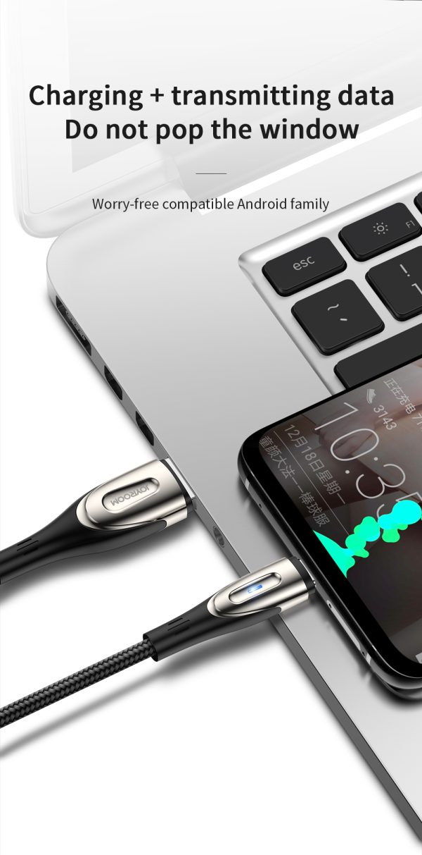 Kabelis USB -A kabelis - MicroUSB 3A uzlādes indikators 2m melns