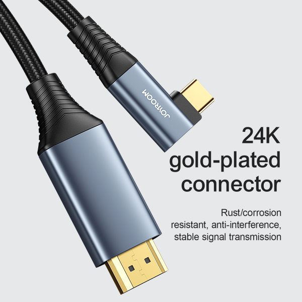 USB -C leņķa kabeļa kabelis - HDMI 4K 60Hz 2M pelēks