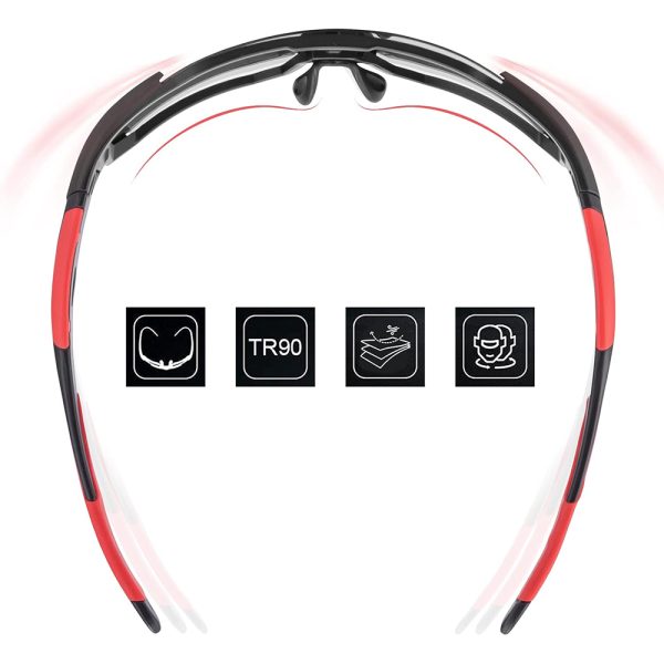 Velosipēdu brilles ar polarizāciju un UV filtru 400 sarkanā krāsā