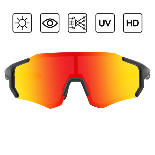 Velosipēdu brilles ar polarizāciju un UV filtru 400 sarkanā krāsā