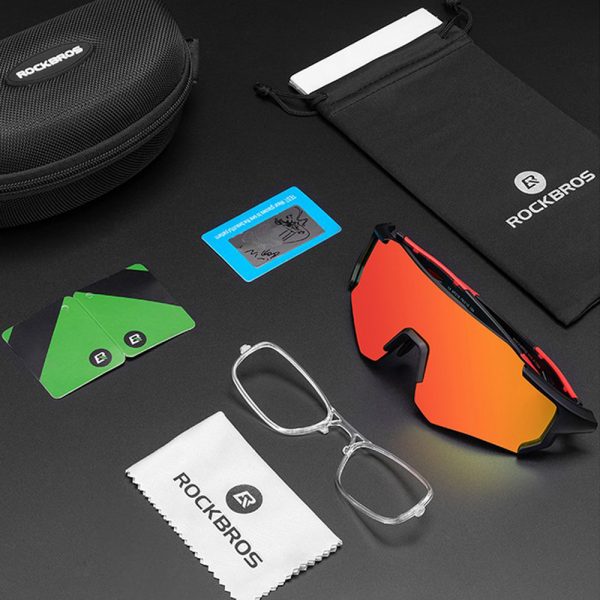 Velosipēdu brilles ar polarizāciju un UV filtru 400 sarkanā krāsā