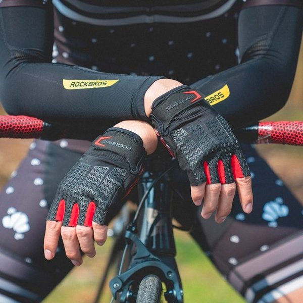 Velosipēdu cimdi ar želejas ieliktņu izmēru M melnā un sarkanā krāsā