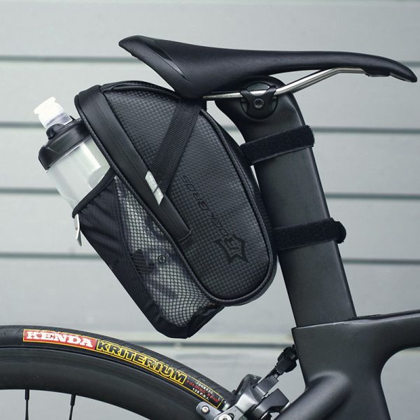Ūdensnecaurlaidīga velosipēdu soma instrumentiem seglam ar melnu ūdens pudeles kabatu