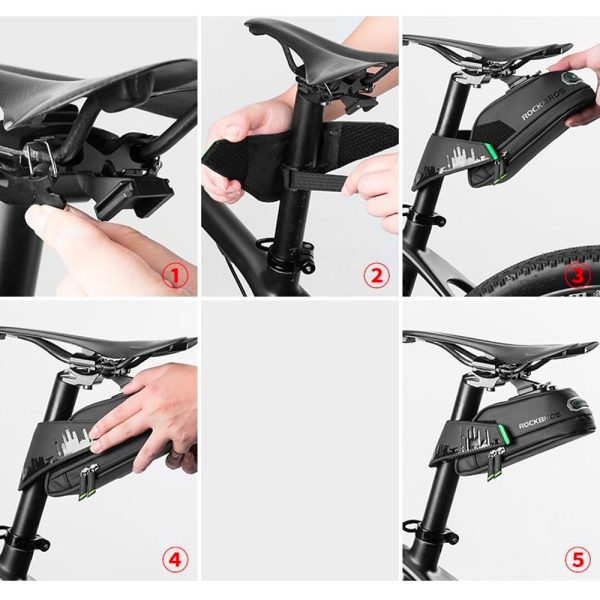 Velosipēdu soma tālruņa instrumentiem seglam ar ātru savienotāju melno