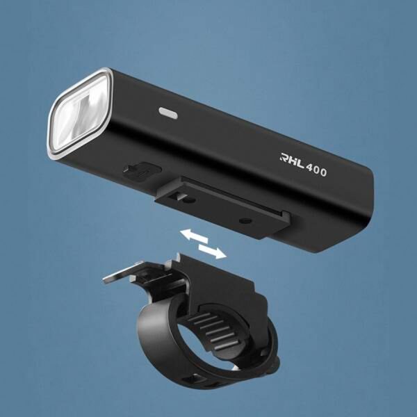 Priekšējais velosipēdu lampa 400lm + mikro USB kabelis 4 Darbības režīmi