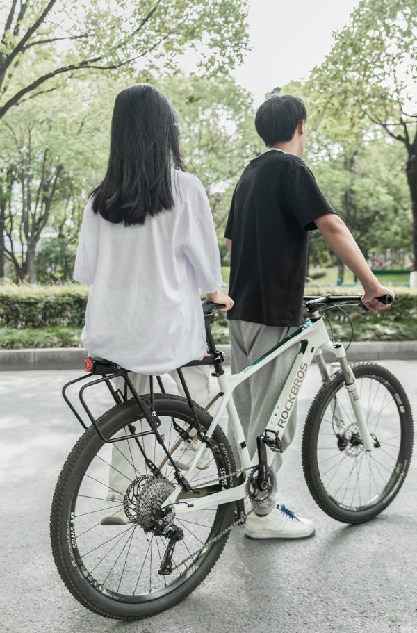 Izturīgs velosipēdu stumbrs ar plauktu un seglu funkciju un melnu LED aizmugurējo lampu