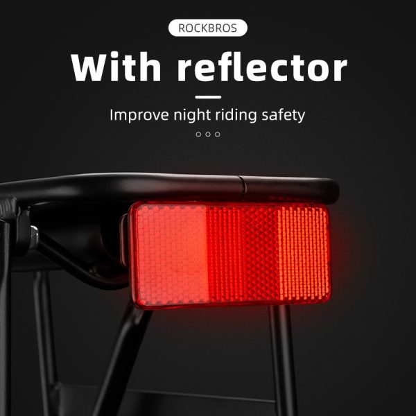 Izturīgs velosipēdu stumbrs ar plauktu un seglu funkciju un melnu LED aizmugurējo lampu