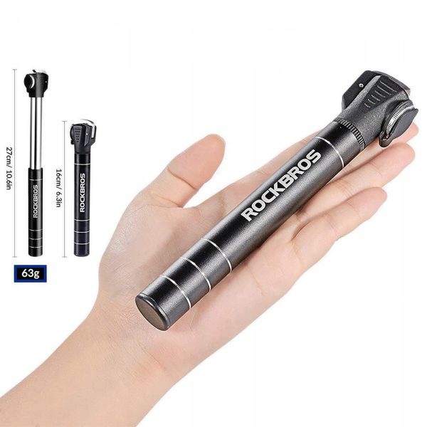 Mazs velosipēdu sūknis 7 bāra alumīnija garums 17cm - melns