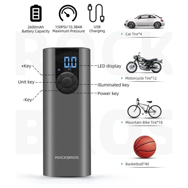 Elektriskais velosipēds motors auto bumba 10 bāra ar LED displeju + USB-C kabelis melns